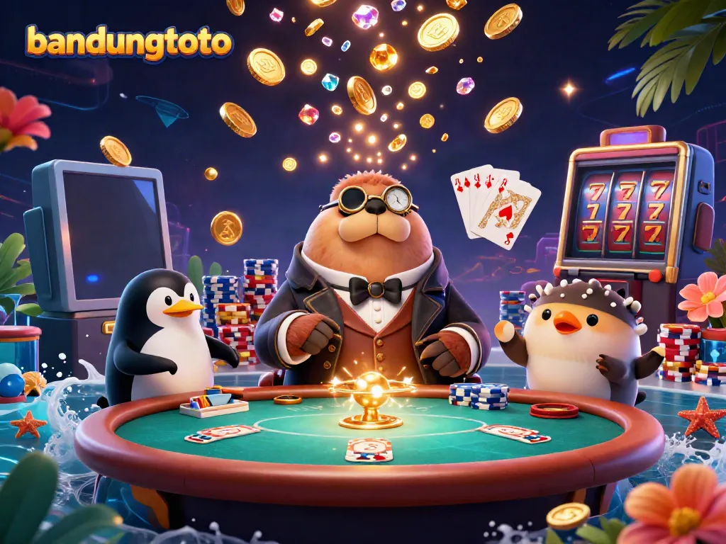 Experience thrilling gameplay with bandungtoto featuring a jolly walrus playing poker underwater