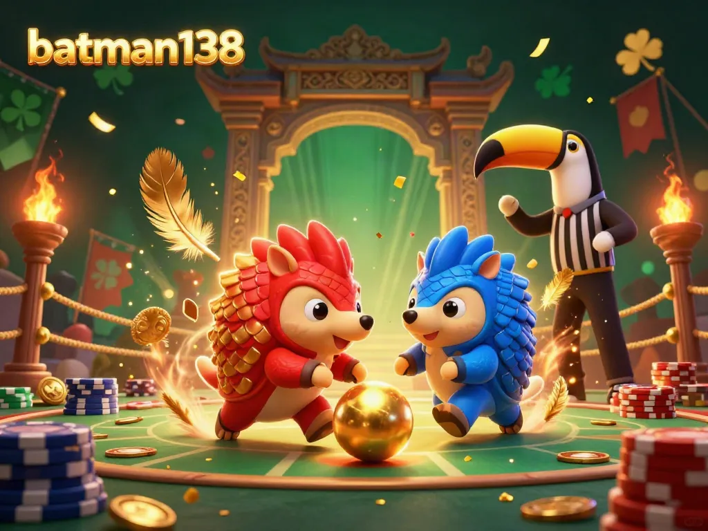 Join the batman138 battle as rival pangolins roll into poker chips, cheered by a toucan referee under magical lighting.