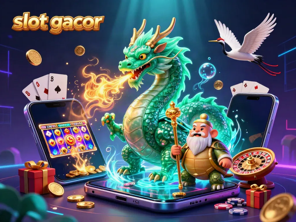 Experience the thrill of slot gacor with vibrant characters and dynamic game elements in this action-packed illustration.