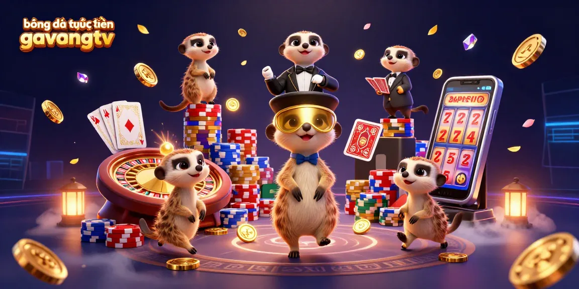 Experience the excitement of bóng đá trực tuyến gavangtv with vibrant meerkats running a casino