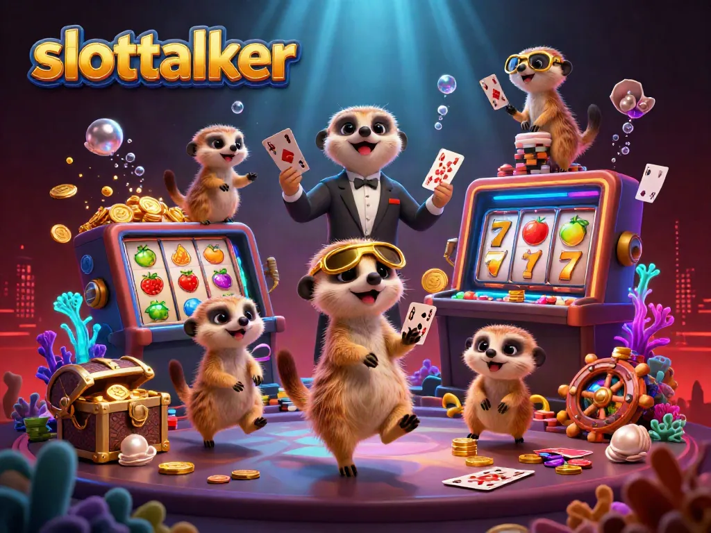 Engage with slottalker’s vibrant meerkat casino scene featuring dynamic gameplay elements like slot reels and jackpots.