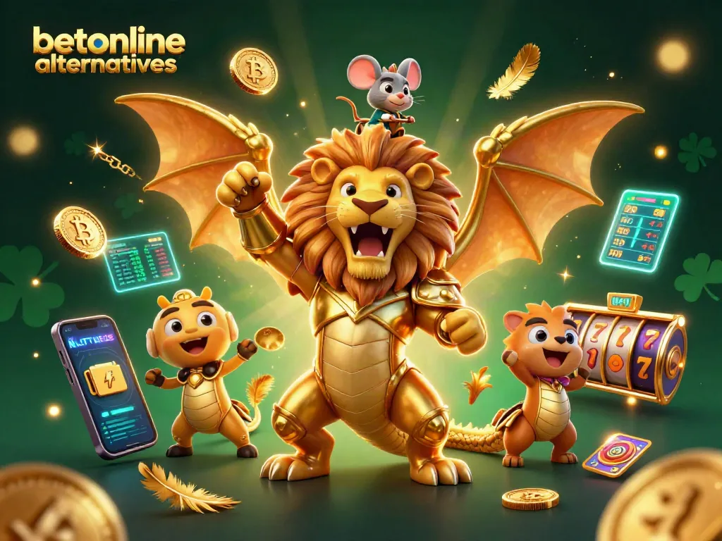 Experience thrilling action with betonline alternatives showcased in a dynamic 3D casino illustration.