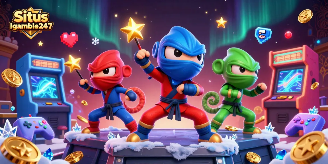 Situs Igamble247 offers thrilling jackpot opportunities with animated chameleons showcasing stunning game elements in a vibrant casino environment.