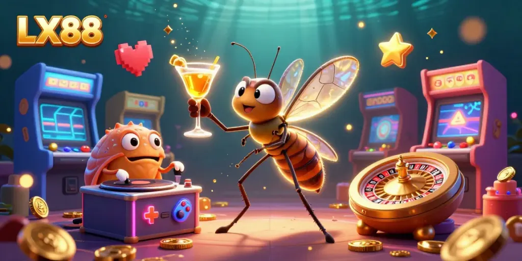 Experience the excitement of LX88 with vibrant casino elements and dynamic characters.