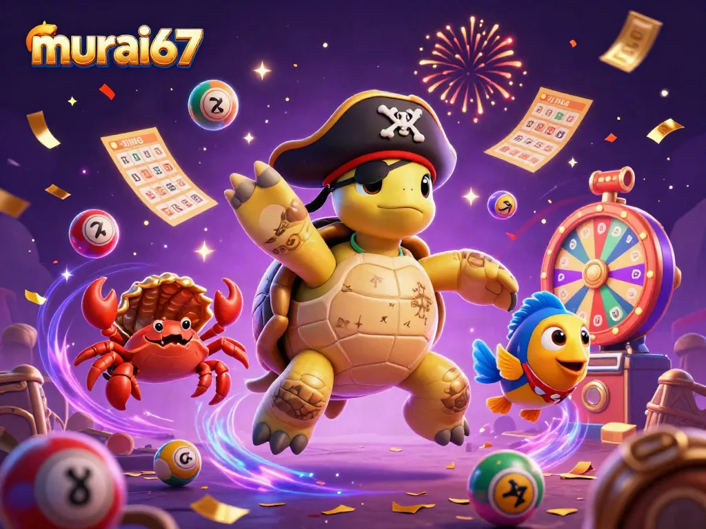Engage in thrilling lottery action with murai67's vibrant 3D turtle and treasure scene.