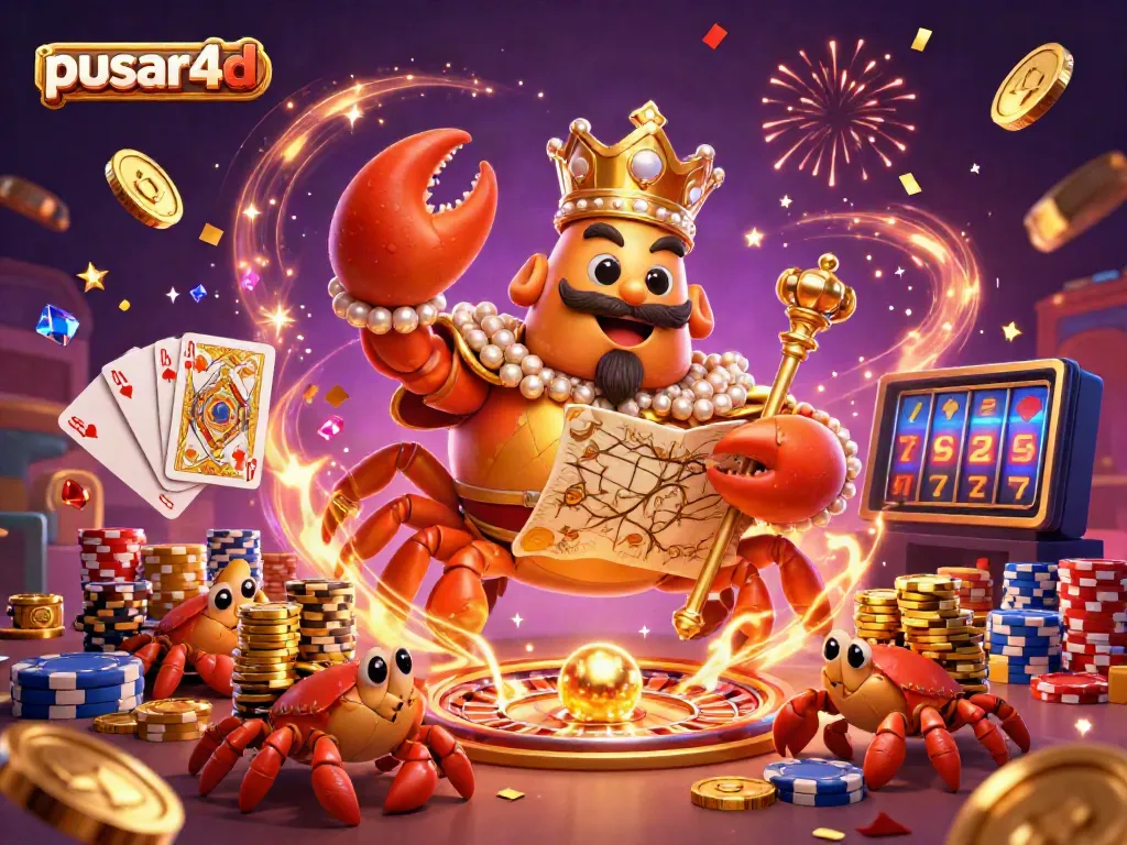 Experience the excitement of pusar4d with a golden crab emperor leading the casino adventure.