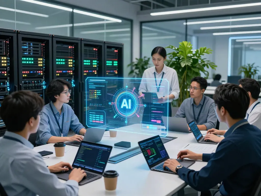 A view of engineers analyzing what are AI tokens in a modern data center focusing on AI metrics and infrastructure.