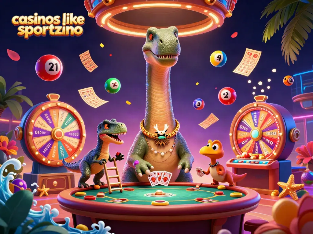 Spinning and winning at casinos like Sportzino with captivating characters and exciting casino elements.