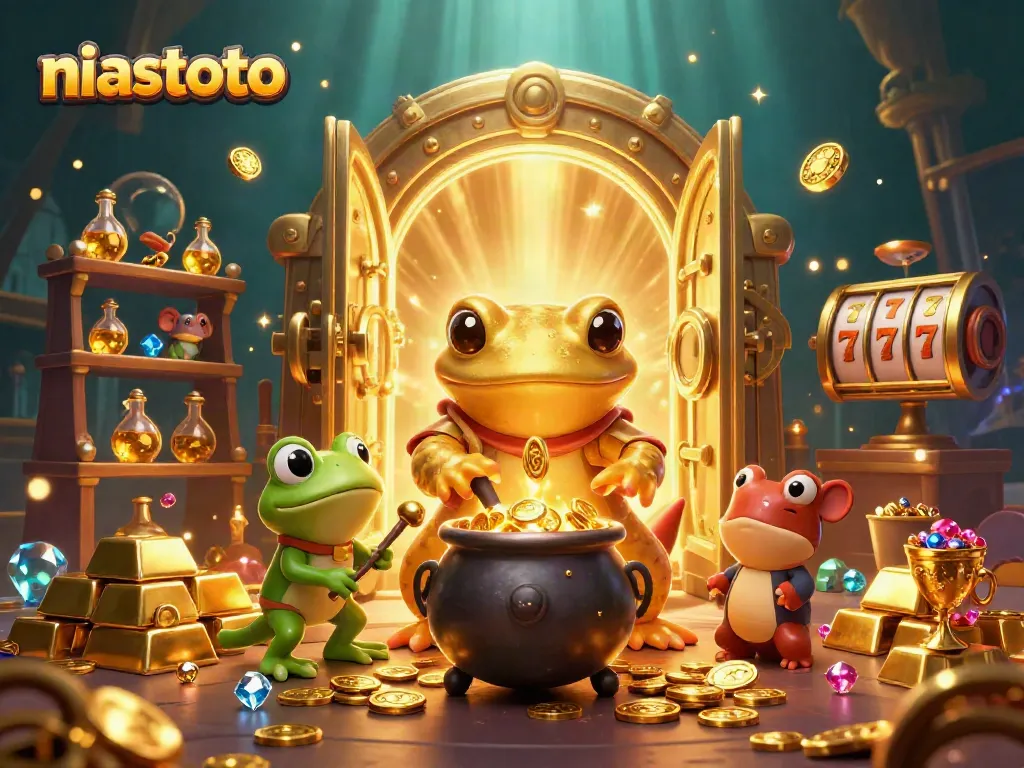 Experience thrilling gameplay and gold rewards with niastoto, showcasing vibrant symbols and alchemical magic.