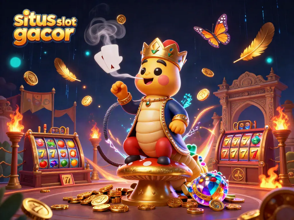 Experience vibrant gameplay at situs slot gacor with a whimsical illustration of casino elements.