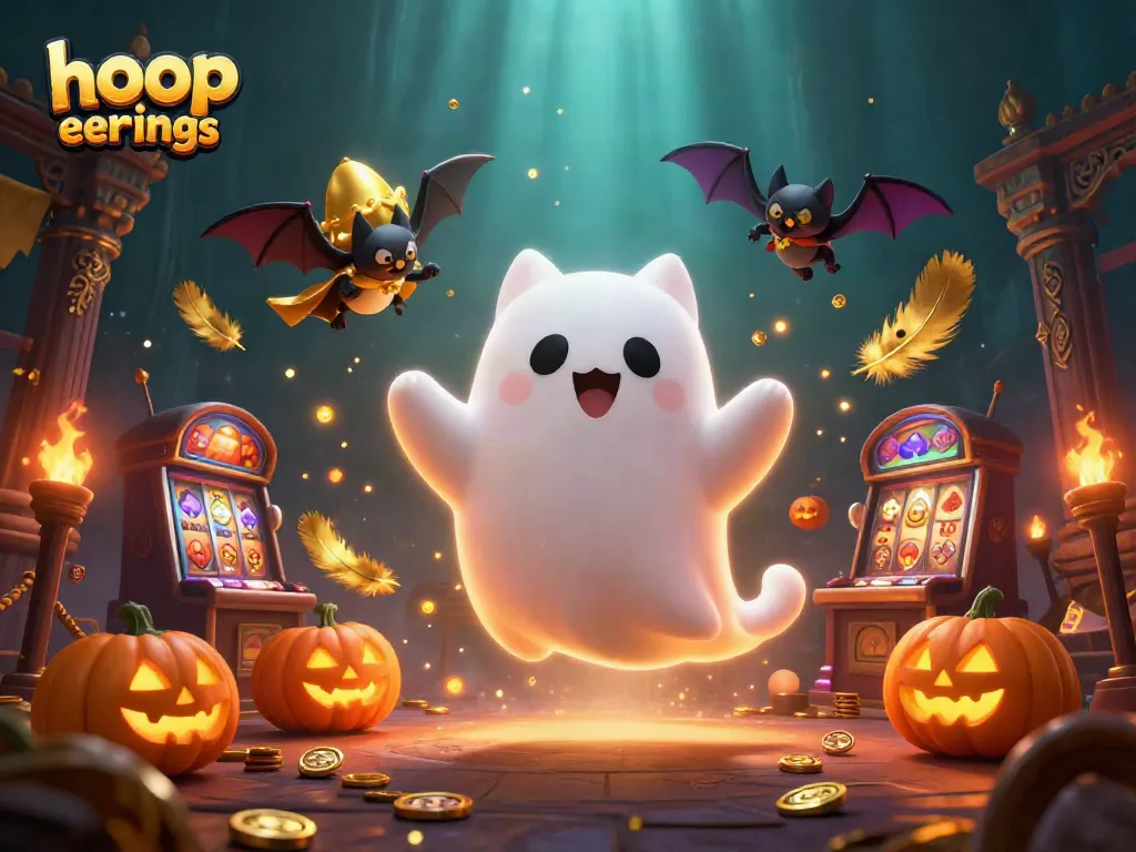 Engage in the spirit of gambling with hoop earrings stunningly showcased amidst a glowing casino scene.