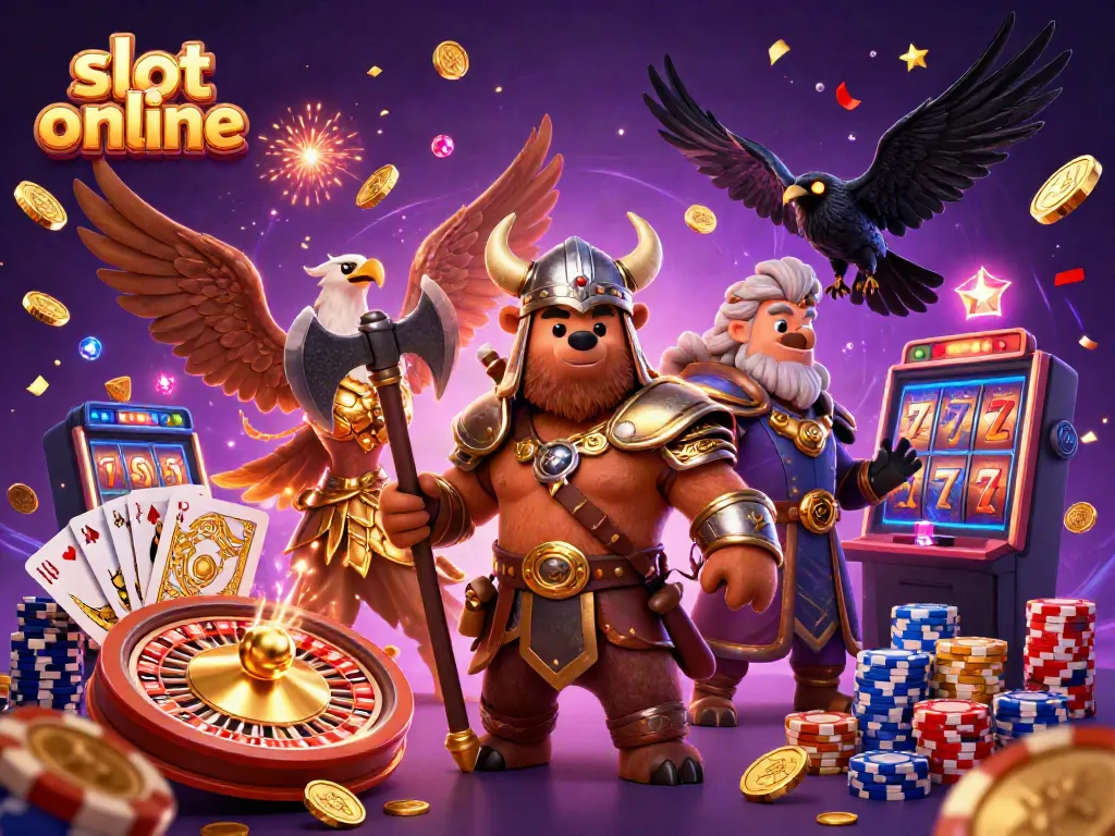 Engage in slot online adventures with vibrant 3D casino characters and dynamic elements.