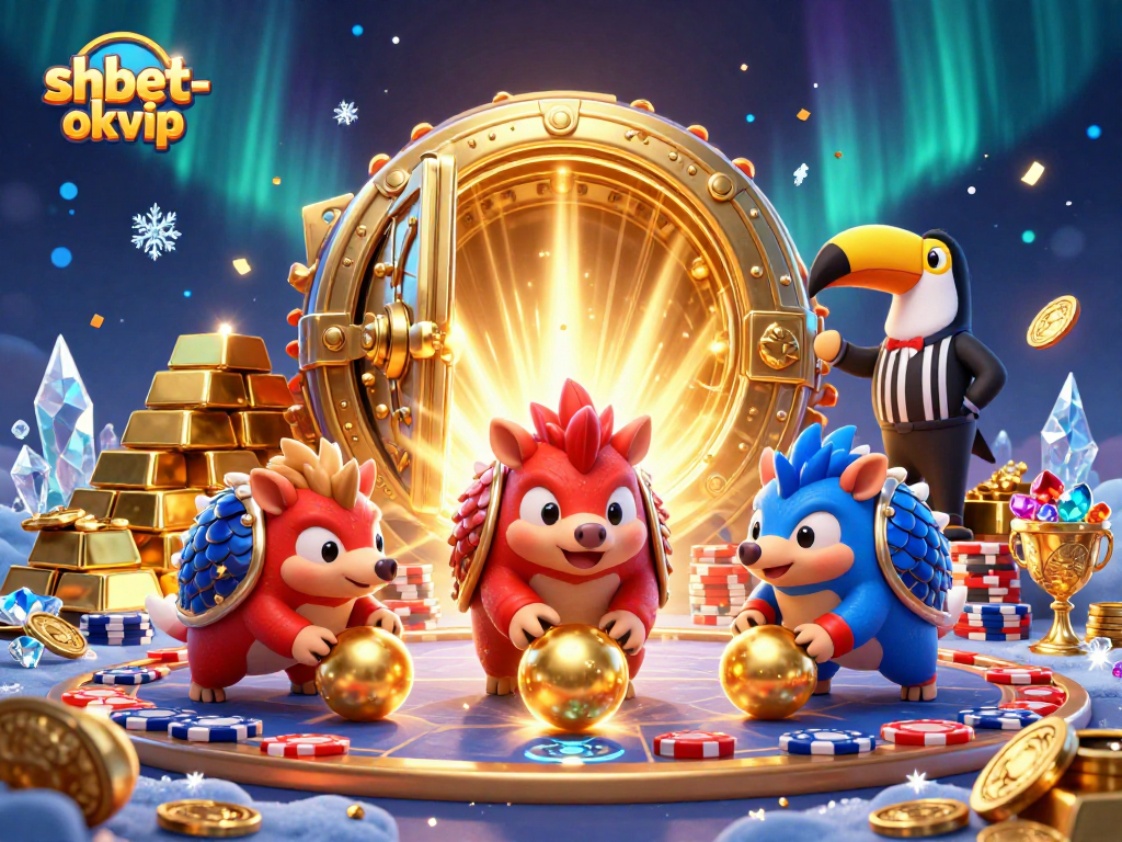 Join the fun at shbet-okvip with vibrant pangolins and treasures in this dynamic casino scene.