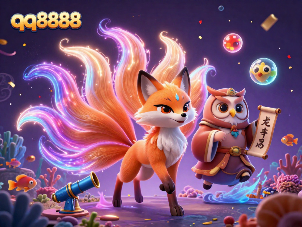 Engage with the thrilling experience of qq8888's Bắn cá game, showcasing vibrant underwater elements and exciting characters.