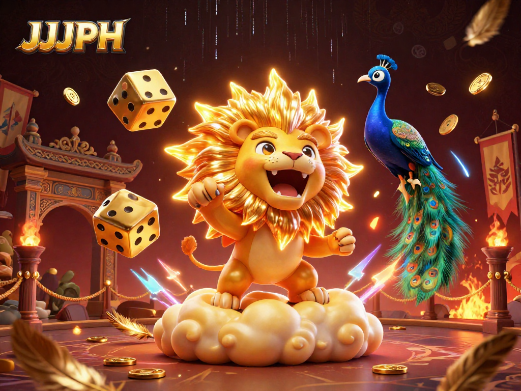Experience the excitement of JJJPH as you roll giant golden dice with a roaring sun lion and a peacock!