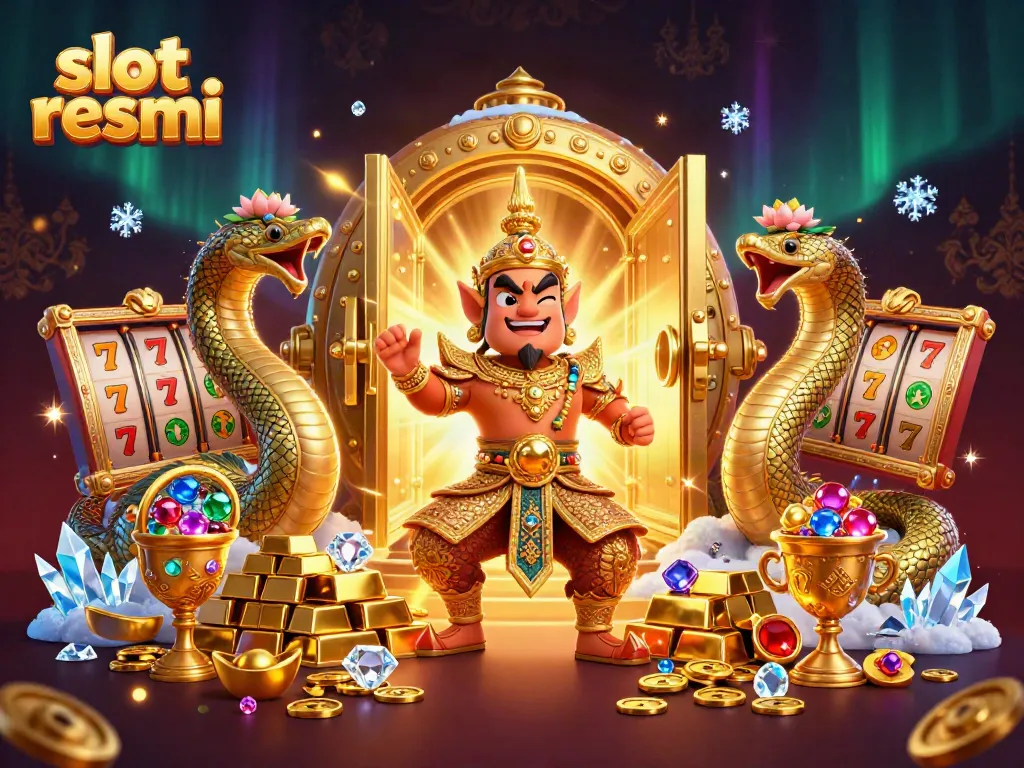 Spin the reels with slot resmi in a dynamic 3D casino scene filled with treasures and winning symbols.