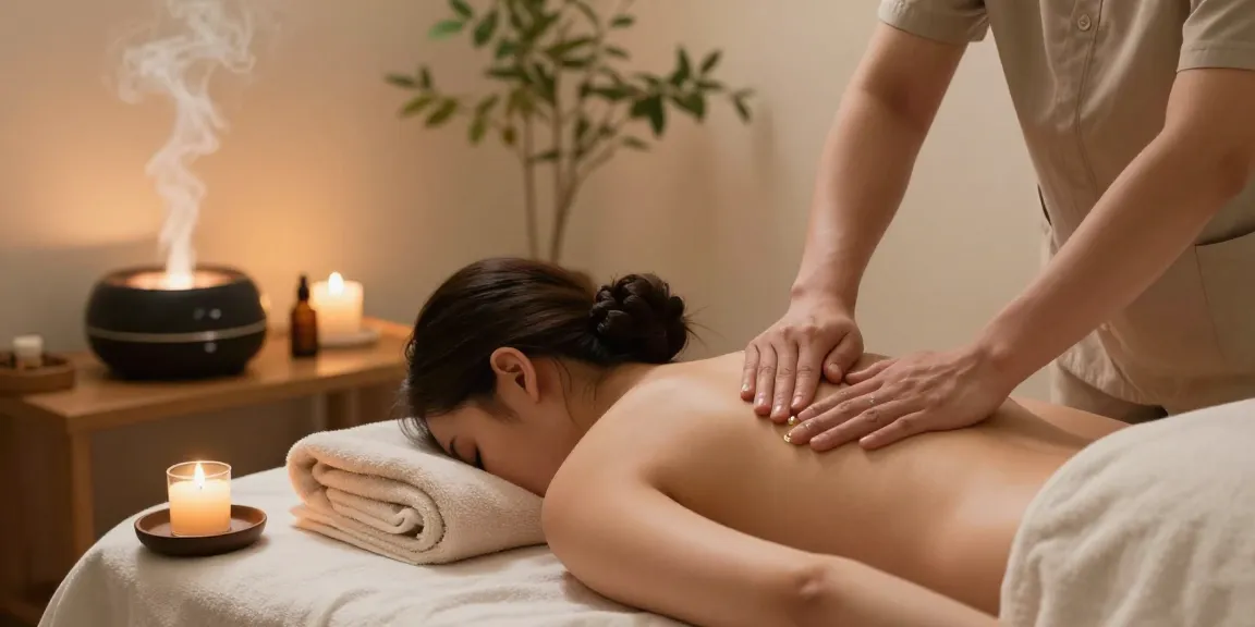 Experience professional 성남출장안마 in a serene massage room with a calming atmosphere and aromatic elements.