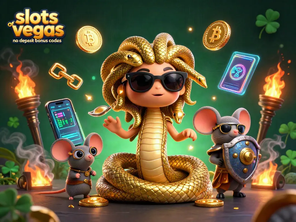 Engage with slots of vegas no deposit bonus codes through vibrant casino-themed 3D illustration.