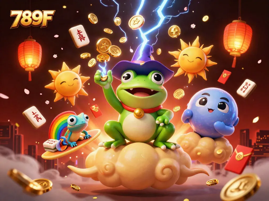 Engage in thrilling games at 789F with golden coins cascading in a vibrant casino scene.