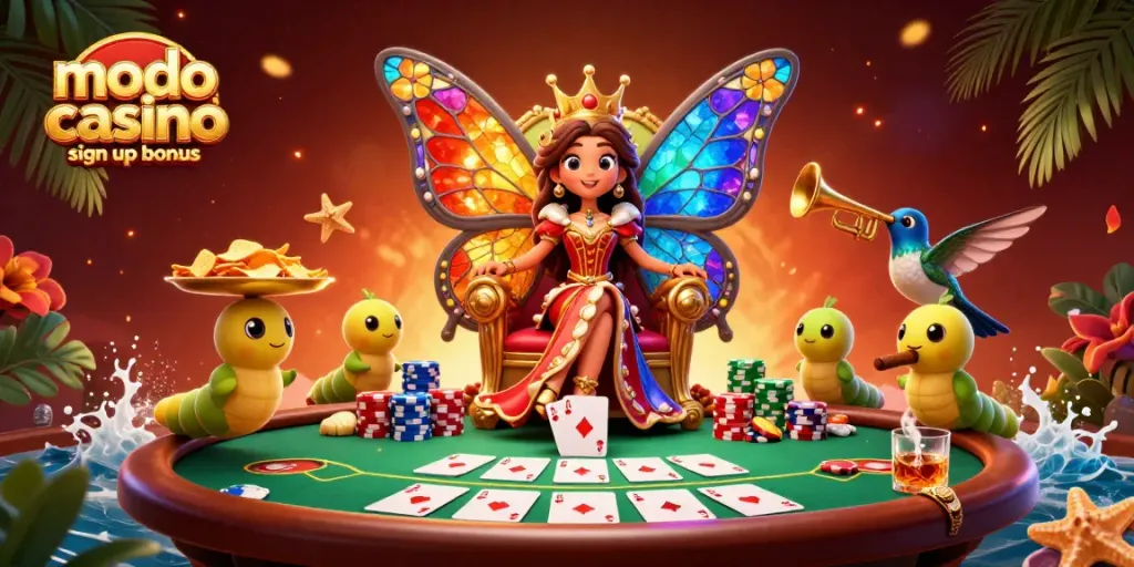 Play with the modo casino sign up bonus to win in this colorful 3D gaming scene.