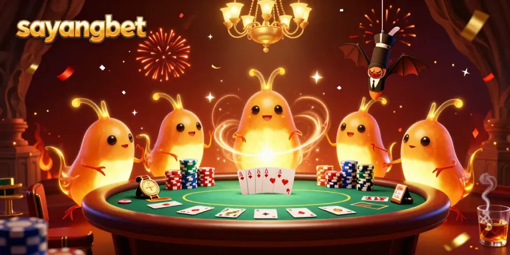 Experience sayangbet’s vibrant casino scene with glowworms and a bat dealer enhancing your gaming adventure.