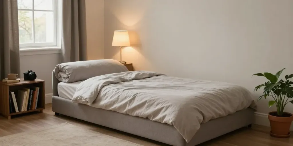 Stylish rollaway bed in a cozy bedroom, inviting atmosphere.