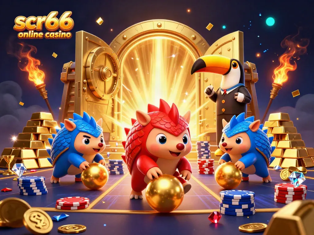 Engage in fun gameplay at scr66 online casino, with vibrant pangolins in action.