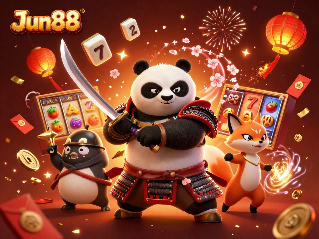 Experience thrilling gameplay at Jun88 with dynamic 3D characters, slots, and festive elements.