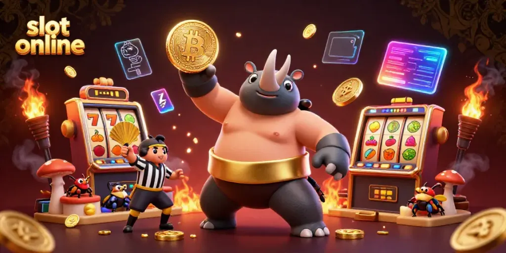 Experience thrilling spins with the slot online beetle champion surrounded by gold coins and vibrant game elements.