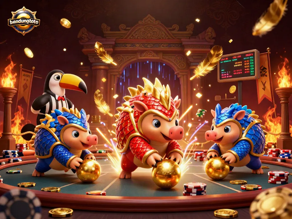 Engage in thrilling casino action at bandungtoto with rival pangolins dueling over golden poker chips.