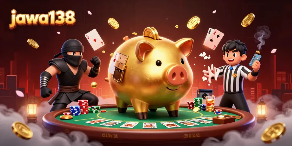 Engage in thrilling poker action with jawa138's vibrant casino scene featuring dynamic characters and rich game elements.