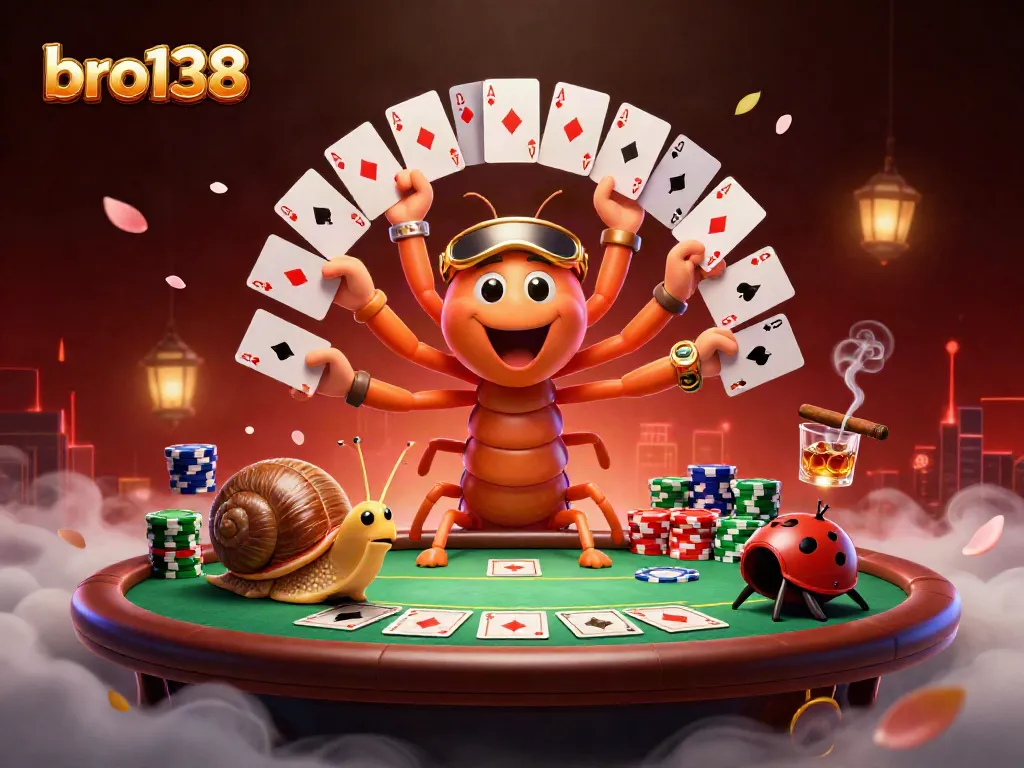 Experience the excitement of bro138 with cartoon characters engaging in a lively poker game.